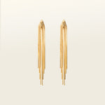 Image of the Chain Chandelier Clip On Earrings in Gold embody a removable rubber padding for secure yet comfortable holding of all ear types, with up to 12 hours of wear. This single pair, fashioned from gold tone copper alloy, offers an immediate air of refinement and distinction.