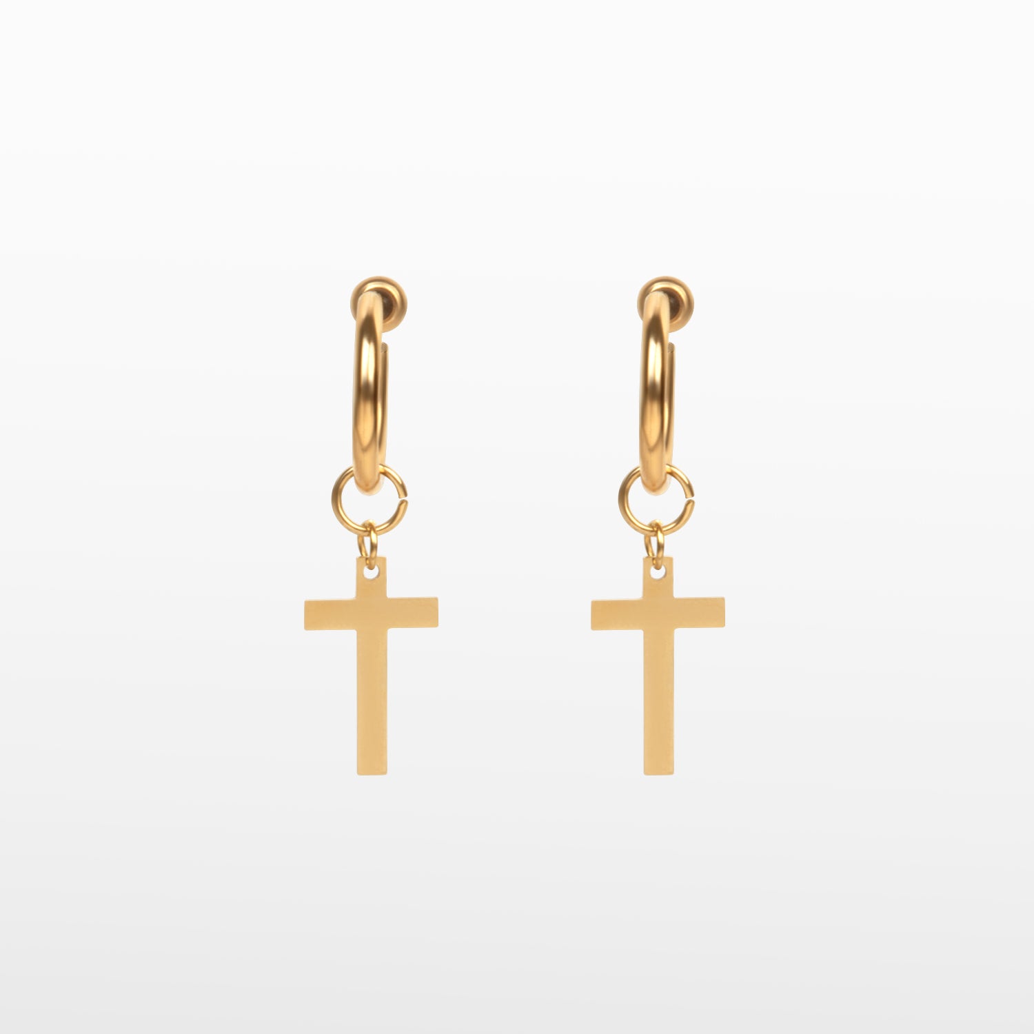 Image of the Cross Clip On Earrings are designed for small to thin earlobes. Their secure closure type sliding spring and adjustable features make them comfortable to wear for up to 4 hours. Made of stainless steel moreover, they are non-tarnish, water resistant, and free of lead, nickel, and cadmium.