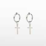 Image of the Cross Clip On Earrings are designed for small to thin earlobes. Their secure closure type sliding spring and adjustable features make them comfortable to wear for up to 4 hours. Made of stainless steel moreover, they are non-tarnish, water resistant, and free of lead, nickel, and cadmium.