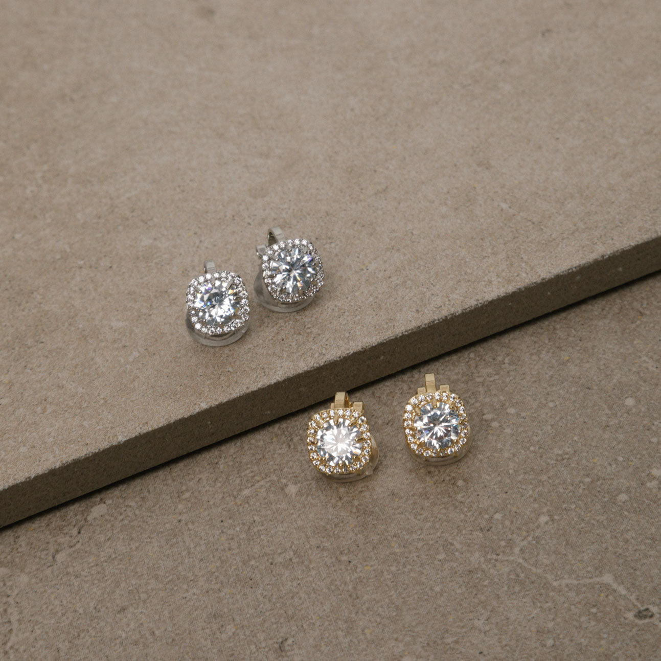 Image of the Cushion Stud Clip-On Earrings in Silver boast a padded closure type and are suited for all types of ears. With secure hold and comfortable wear duration of up to 8-12 hours, this one pair of earrings is crafted from gold plated copper and finished with Cubic Zirconia.