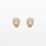 Image of the Cushion Stud Clip-On Earrings in Gold boast a padded closure type and are suited for all types of ears. With secure hold and comfortable wear duration of up to 8-12 hours, this one pair of earrings is crafted from gold plated copper and finished with Cubic Zirconia.