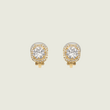 Cushion Stud Clip On Earrings in Gold