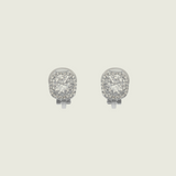Cushion Stud Clip On Earrings in Silver