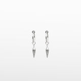 Image of the Dagger Clip On Earrings feature a sliding spring closure type, making them best suited to those with small or thin ears. The earrings are capable of providing a secure hold for an average of 2-4 hours, and have the ability to adjust automatically to the thickness of your earlobes. Crafted from stainless steel, each pair includes a single set of earrings.