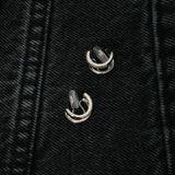 Double Hoop Pave Clip On Earrings in Silver