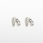 Image of the Double Hoop Pave Clip On Earrings in Silver feature a secure mosquito coil clip-on closure for most ear types. With an easy adjustable design, these earrings can be worn for 24 hours with a comfortable medium hold. Made of sterling silver plated copper with a Cubic Zirconia detail, these earrings are a great addition to any wardrobe.