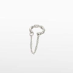 Image of the Silver Double Chain Ear Cuff is designed for a comfortable and secure fit on all ear types. You can easily adjust it to your desired level of hold strength, and it will stay in place for up to 24 hours. The cuff is crafted from a silvertone plated zinc alloy material. Please note that the item is sold as a single piece.