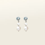 Image of the Silver Plated Brass Duo Pearl Clip-On Earrings features a mosquito coil clip-on design, making it ideal for all ear types including those with thick/large, sensitive, small/thin, and stretched/healing ears. These earrings comfortably allow for up to 24 hours of wear and have a medium secure hold with adjustable padding. The freshwater pearls used in these earrings may vary slightly in size and colour.