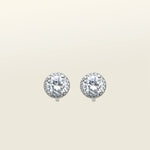 Image of the Harper Stud clip-on earrings features a secure hold, with a maximum comfortable wear duration of 8 to 12 hours. It is ideal for all ear types, including thick/large, sensitive, small/thin, and stretched/healing types. It is made with a silver-tone copper alloy and cubic zirconia, and comes with a removable rubber padding for added comfort. Please note: only one pair is included.