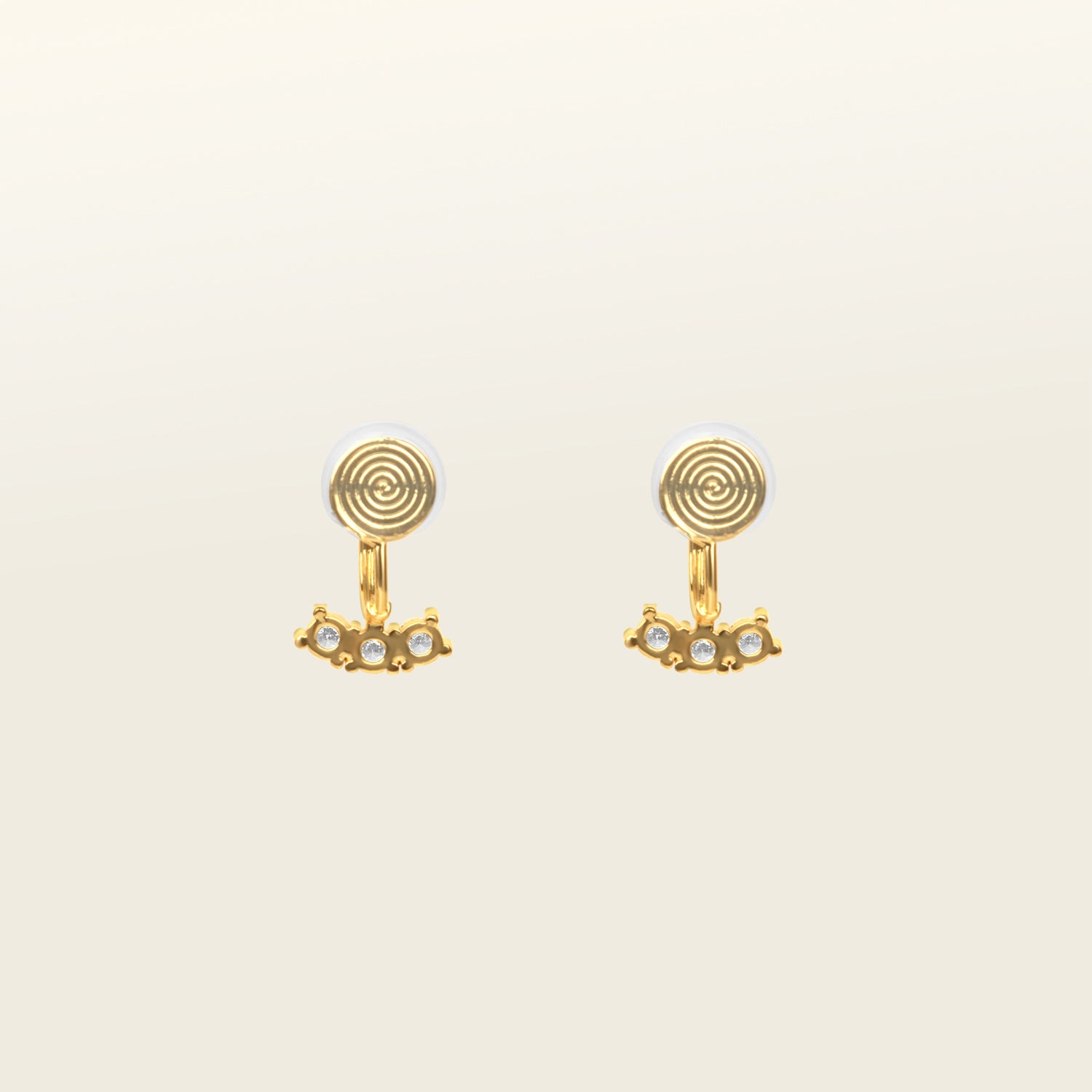  Image of the Juliette Clip-On Earrings offer a medium-strength, secure hold that lasts 24 hours. Easily adjustable with a gentle squeeze, these Mosquito Coil Clip-Ons are ideal for thick/large ears as well as sensitive ears. Crafted with gold-tone plated metal alloy and cubic zirconia, this item is sold as a single pair.