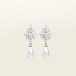 Image of the Madeline Clip On Earrings feature comfortable, secure and stylish padded clips ideal for all ear types. With a strong, consistent hold that can last up to 8-12 hours, they feature silver plated copper alloy with Cubic Zirconia and Simulated Pearl accents. This product is sold singularly as one pair.