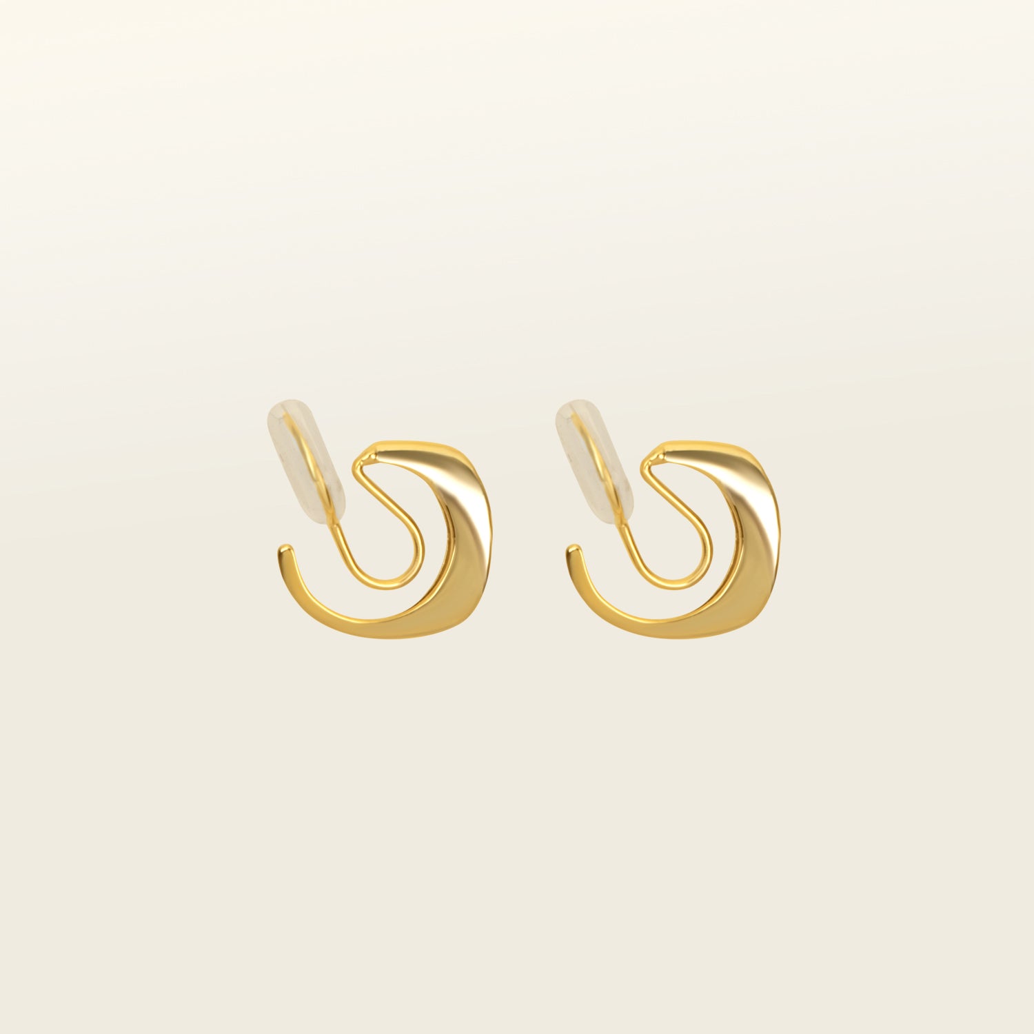 Catalogue Image of the Mini Pavé Huggie Clip-On Earrings - 14k gold-plated alloy with cubic zirconia, non-tarnish, water-resistant, and discreet mosquito coil closure for a regal touch.