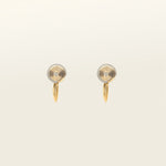 Catalogue Image of the Mini Pavé Huggie Clip-On Earrings - 14k gold-plated alloy with cubic zirconia, non-tarnish, water-resistant, and discreet mosquito coil closure for a regal touch.