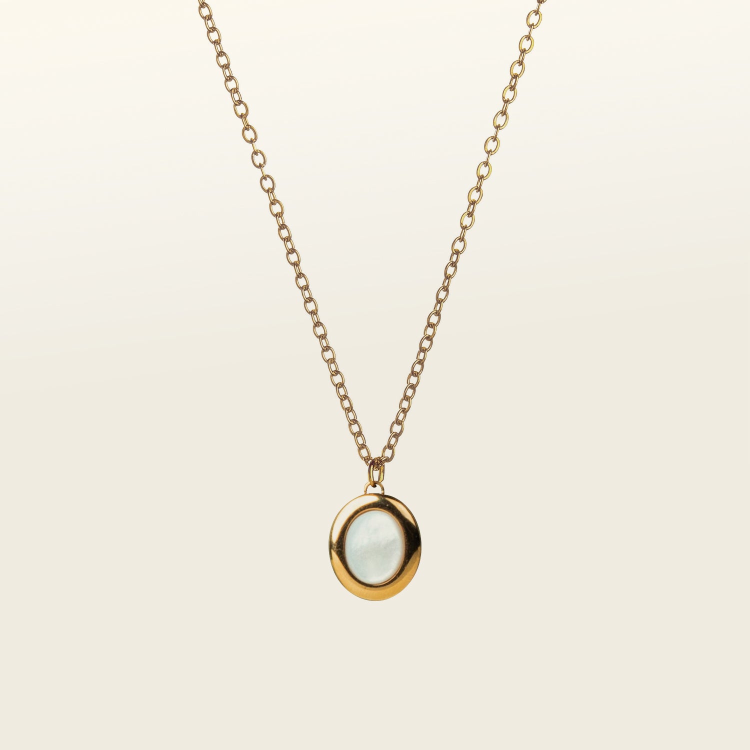 Image of the Mother of Pearl Pendant Necklace is crafted from 18K Gold Plated over Stainless Steel and is both non-tarnish and waterproof - perfect for everyday wear. For an added touch, pair the necklace with its sister Celestial Ring for the complete, stunning look.