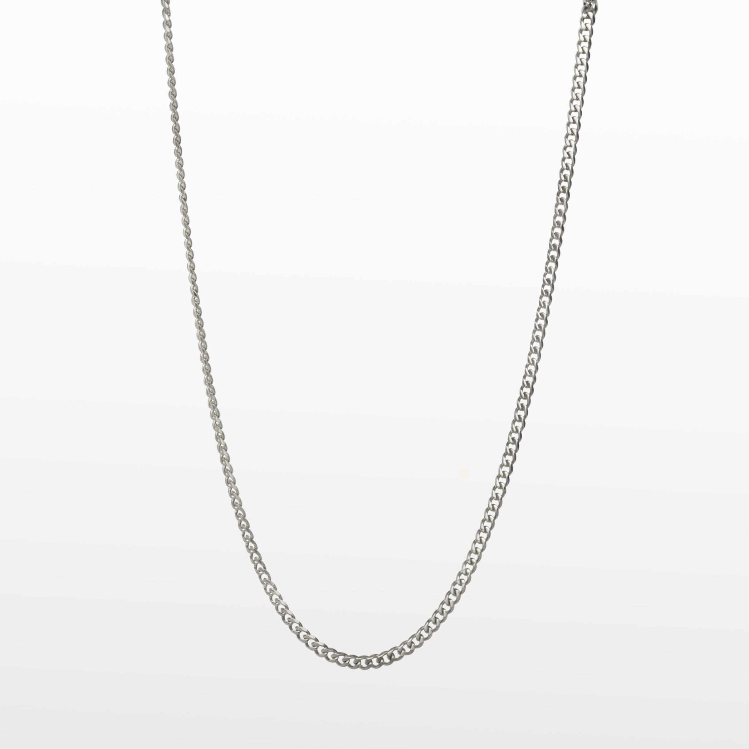 Image of the Cuban Chain in Silver is crafted from Stainless Steel material and is non-tarnish, water-resistant, and designed to be hypoallergenic.