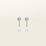 Pearl Pavé Huggie Clip On Earrings in Silver