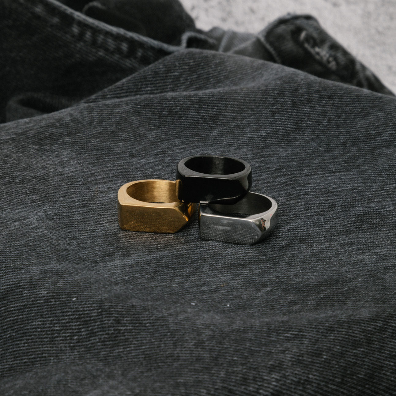 Image of the Pointed Band Ring in Black is made using stainless steel and has a width of 8mm. Its superior construction provides lasting durability and protection from water damage and tarnishing.