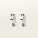 Image of the Quinn Clip On Earrings feature a secure padded clip-on closure, perfect for all types of ears, from thick and large to thin and sensitive. Enjoy hours of comfortable wear, up to 12 hours. Unable to be adjusted, this one pair of earrings are crafted of Silver plated copper alloy with Cubic Zirconia and are Lead/Nickel/Cadmium free. The clip-on feature includes removable rubber padding.