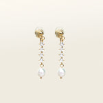 Image of the Sophia Clip On Earrings are designed for thick/large ears and sensitive ears alike. These earrings feature mosquito coil clip-on closures with a 24-hour average comfortable wear duration. Their medium secure hold can be adjusted gently by squeezing the padding forward once on the ear. Crafted with 14K gold plating, simulated faux pearl, and cubic zirconia, these earrings are lead/nickel/cadmium free and sold in single pairs.