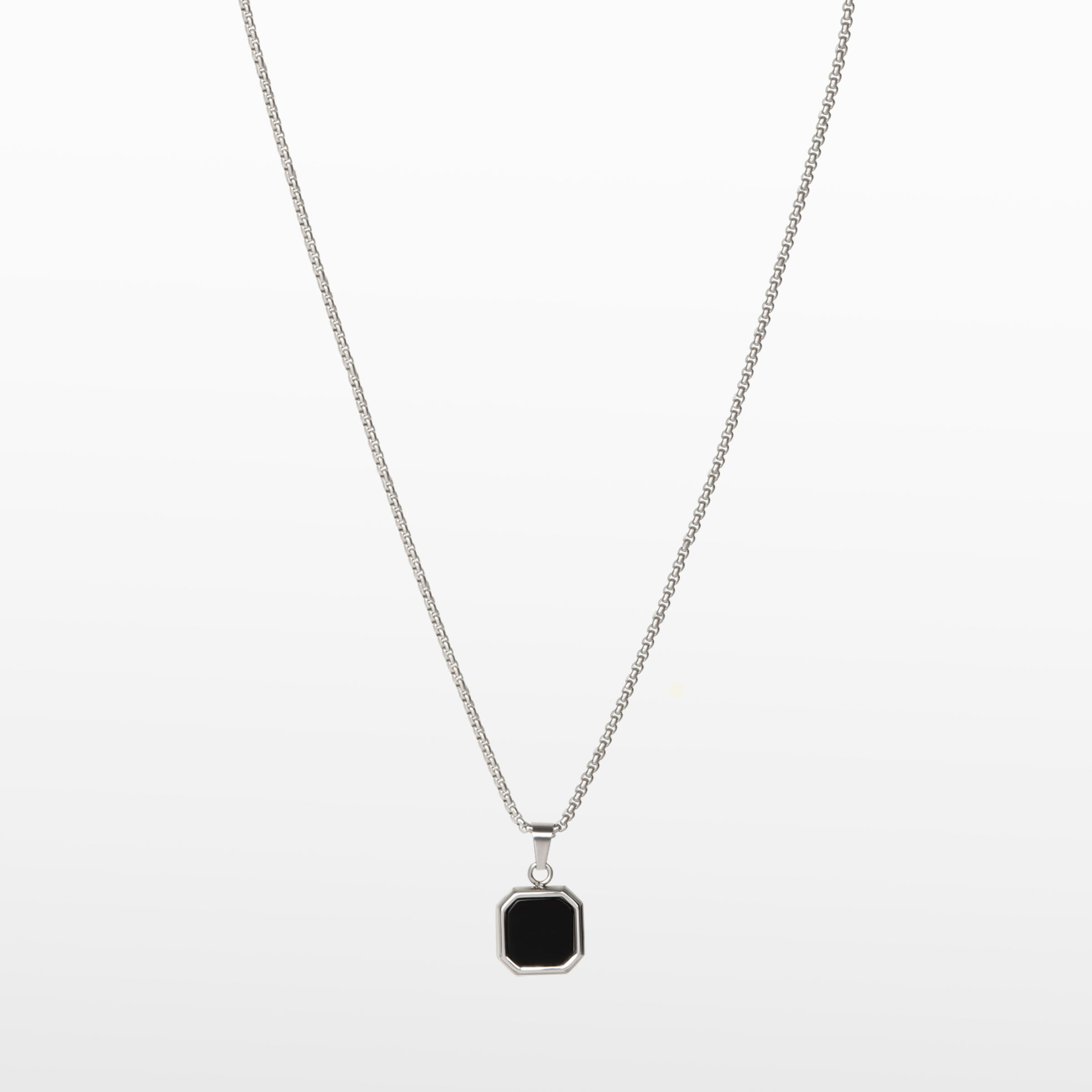 Image of the Square Signet Pendant Chain is crafted from durable stainless steel, providing reliable wear and tear resistance. It's also non-tarnish, water resistant, and free of lead, nickel, and cadmium.
