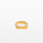 Image of the Straight Band Ring is crafted in 18K Gold Plated metal with a 4mm width and boasts non-tarnish and water-resistance properties.