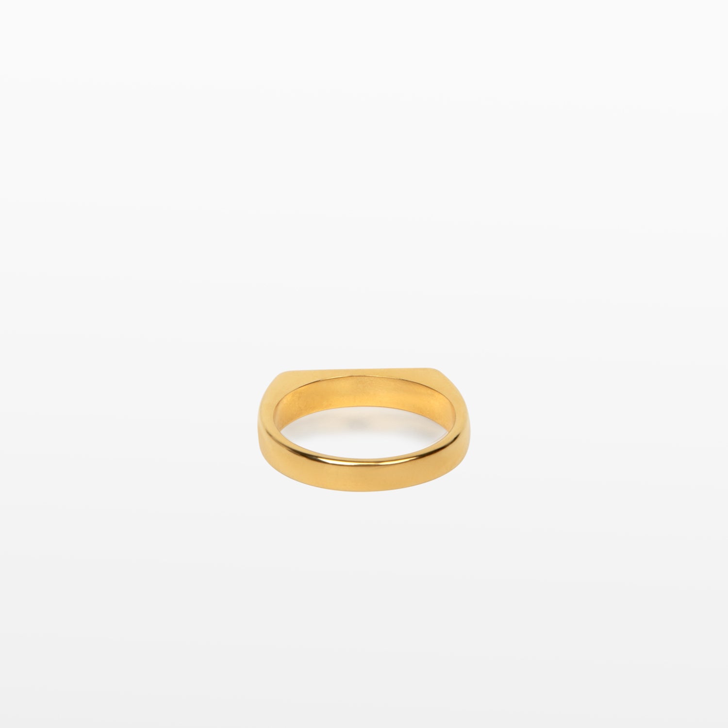 Image of the Straight Band Ring is crafted in 18K Gold Plated metal with a 4mm width and boasts non-tarnish and water-resistance properties.