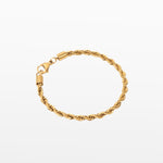 Image of the Twist Rope Chain Bracelet in Gold is crafted with high-quality 18K Gold plating, and features a length of 18cm and width of 4mm. Enjoy the additional benefits of its non-tarnish and water-resistant properties.