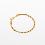 Image of the Twist Rope Chain Bracelet in Gold is crafted with high-quality 18K Gold plating, and features a length of 18cm and width of 4mm. Enjoy the additional benefits of its non-tarnish and water-resistant properties.