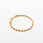 Image of the Twist Rope Chain Bracelet in Gold is crafted with high-quality 18K Gold plating, and features a length of 18cm and width of 4mm. Enjoy the additional benefits of its non-tarnish and water-resistant properties.