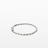 Image of the Twist Rope Chain Bracelet in Silver is crafted from non-tarnish and water-resistant stainless steel, with dimensions of 18 cm in length and 4 mm in width.