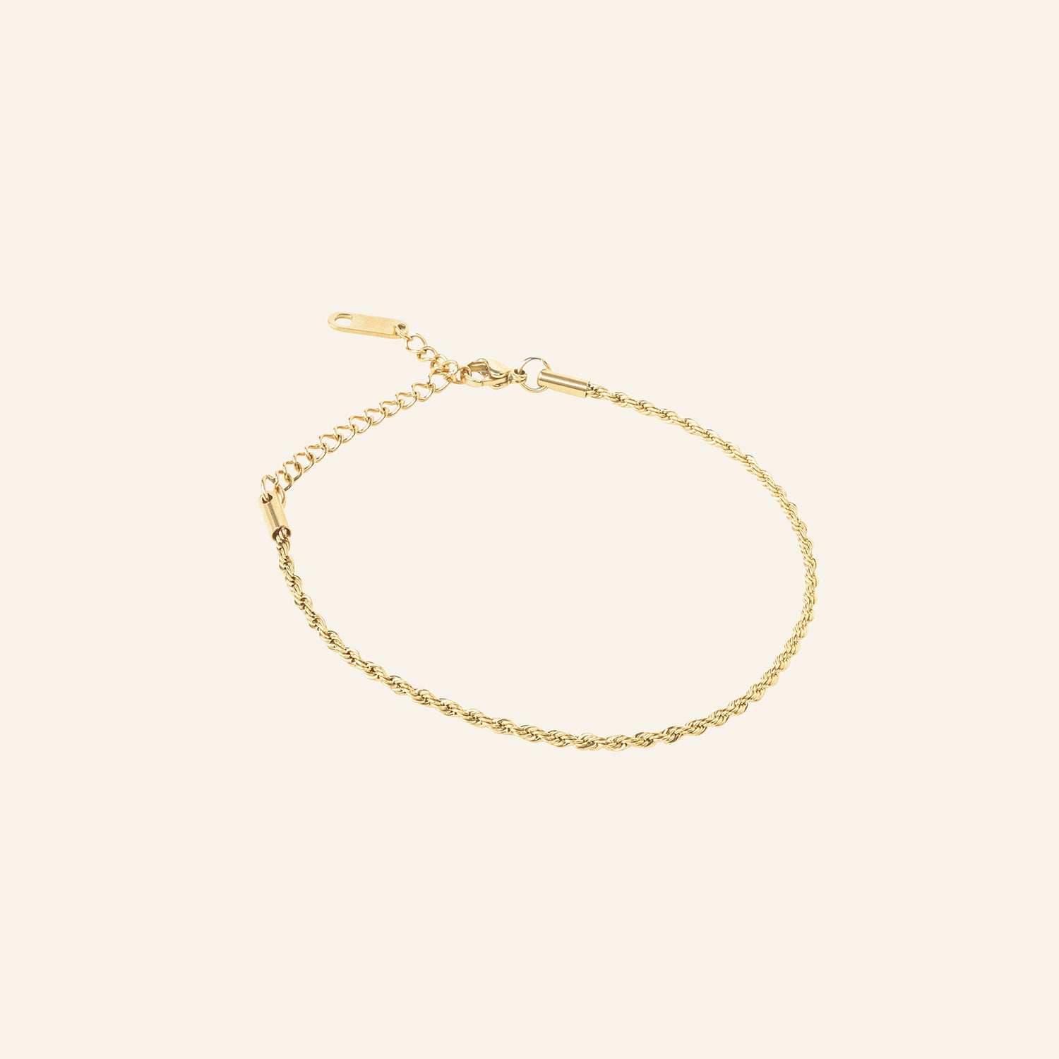 Image of the Twisted Chain Bracelet is crafted from 14K Gold Plated Stainless Steel, making it both non-tarnish and water resistant. It is also free from Nickel, Lead and Cadmium, ensuring a safe and durable design. Additionally, this bracelet is adjustable for a perfect fit.