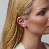 Bezel Stud Clip On Earrings in Silver