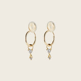 Image of the Cluster Hoop Charms in Gold are made with high-quality materials, including 18K gold plating over 925 Sterling Silver. These charms are both non-tarnish and water resistant. The perfect combination of style and durability.