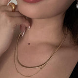 Double Layered Chain Necklace In Gold