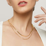 Double Layered Chain Necklace In Gold