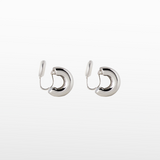 Dual Bold Hoop Clip On Earrings in Silver