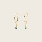 Image of the Emerald Drop Hoop Charms are made with high-quality materials, including 18K gold plating over 925 Sterling Silver. These charms are both non-tarnish and water resistant. The perfect combination of style and durability.