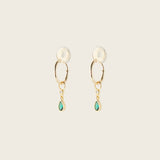 Image of the Emerald Drop Hoop Charms are made with high-quality materials, including 18K gold plating over 925 Sterling Silver. These charms are both non-tarnish and water resistant. The perfect combination of style and durability.