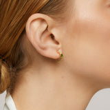 Pavé Gem Huggie Clip on Earrings in Gold
