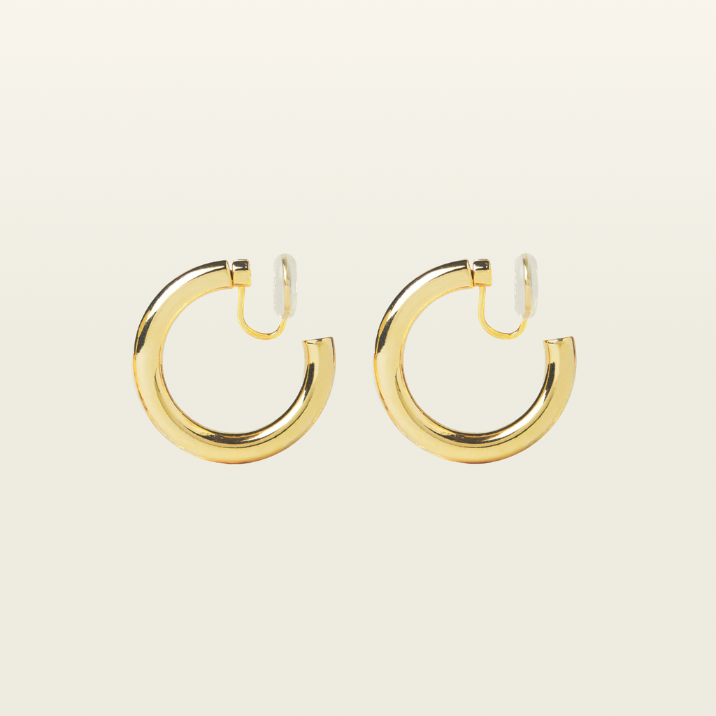 Allie Hoop Clip On Earrings in Gold