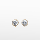 Halo Stud Clip On Earrings in Gold