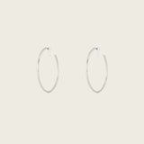 Large Thin Hoop Clip On Earrings in Silver