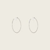 Large Thin Hoop Clip On Earrings in Silver