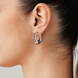 Medium Dome Hoop Clip On Earrings in Silver