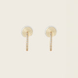 Image of the Medium Pavé Hoop Clip On Earrings in Gold offer a Mosquito Coil Clip-On Closure, making them ideal for Thick/Large Ears, Sensitive Ears, Small/Thin Ears, Stretched/Healing Ears, and Keloid Prone Ears. They provide an average comfortable wear duration of 24 hours with a medium secure hold, and can be gently adjusted by squeezing the padding forward once on the ear. Please note that this item is only one pair.