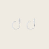 Medium Pavé Hoop Clip On Earrings in Silver