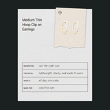 Medium Thin Hoop Clip On Earrings in Gold