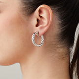 Medium Twist Hoop Clip On Earrings in Silver