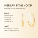 Medium Pavé Hoop Clip On Earrings in Gold