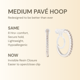 Medium Pavé Hoop Clip On Earrings in Silver